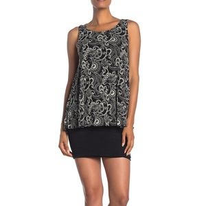 Papillon | Banded Hem Paisley Mesh Overlay Dress